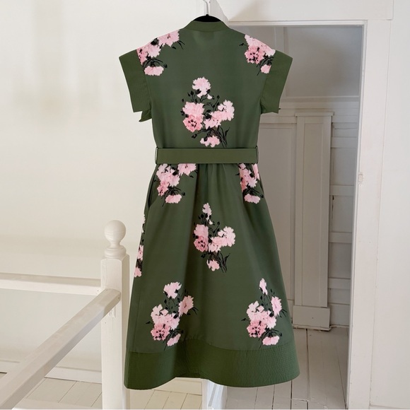 Tuckernuck Olive and Pressed Powder Floral Chloe Midi Shirt Dress NWT - Picture 13 of 16